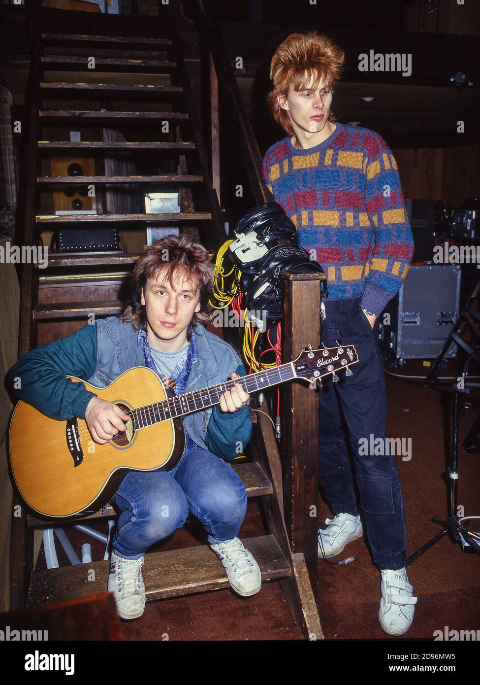 La teen pop band inglese Kajagoogoo registra il loro secondo album Islands presso gli studi di registrazione Manor di Oxforshire. Foto Stock