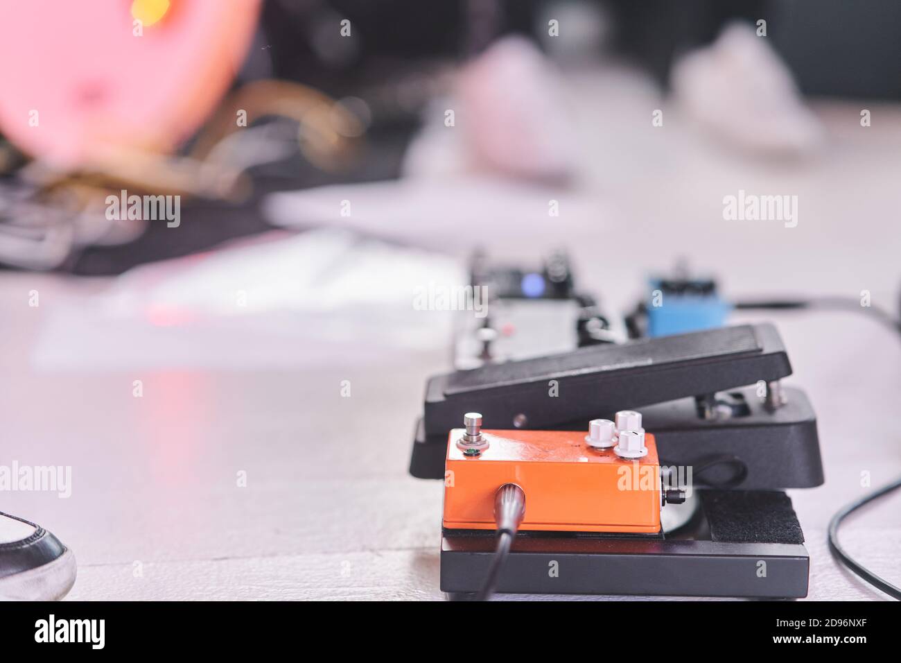 Gadget per chitarra elettrica. Pedali effetto chitarra Foto Stock