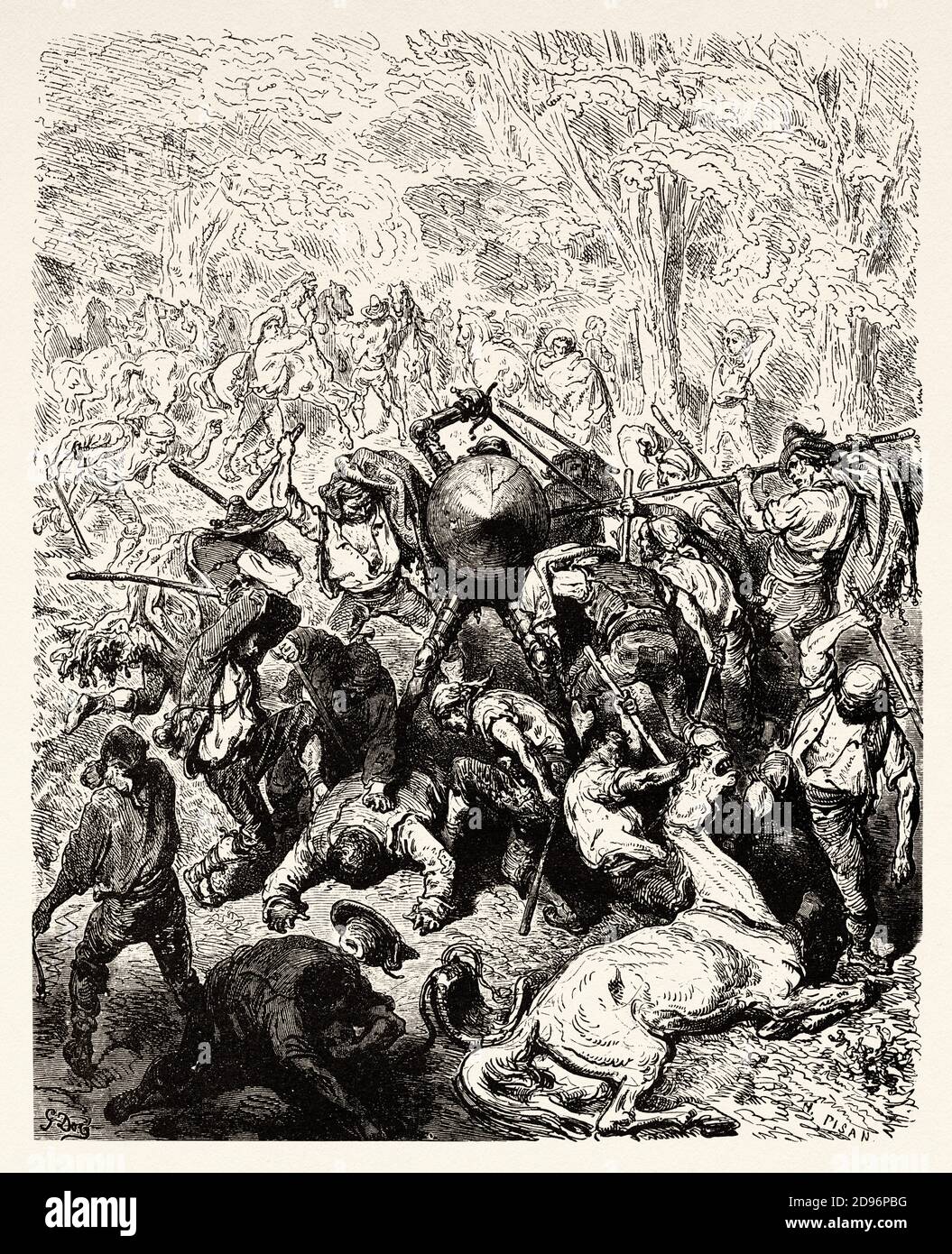 Don Chisciotte di Miguel de Cervantes Saavedra. Antica illustrazione dell'incisione del XIX secolo di Gustave Dore Foto Stock