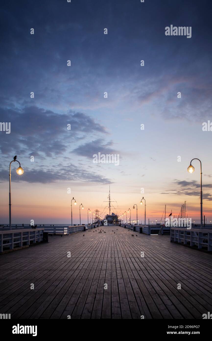 Molo di legno nella città di Sopot, Polonia Foto Stock