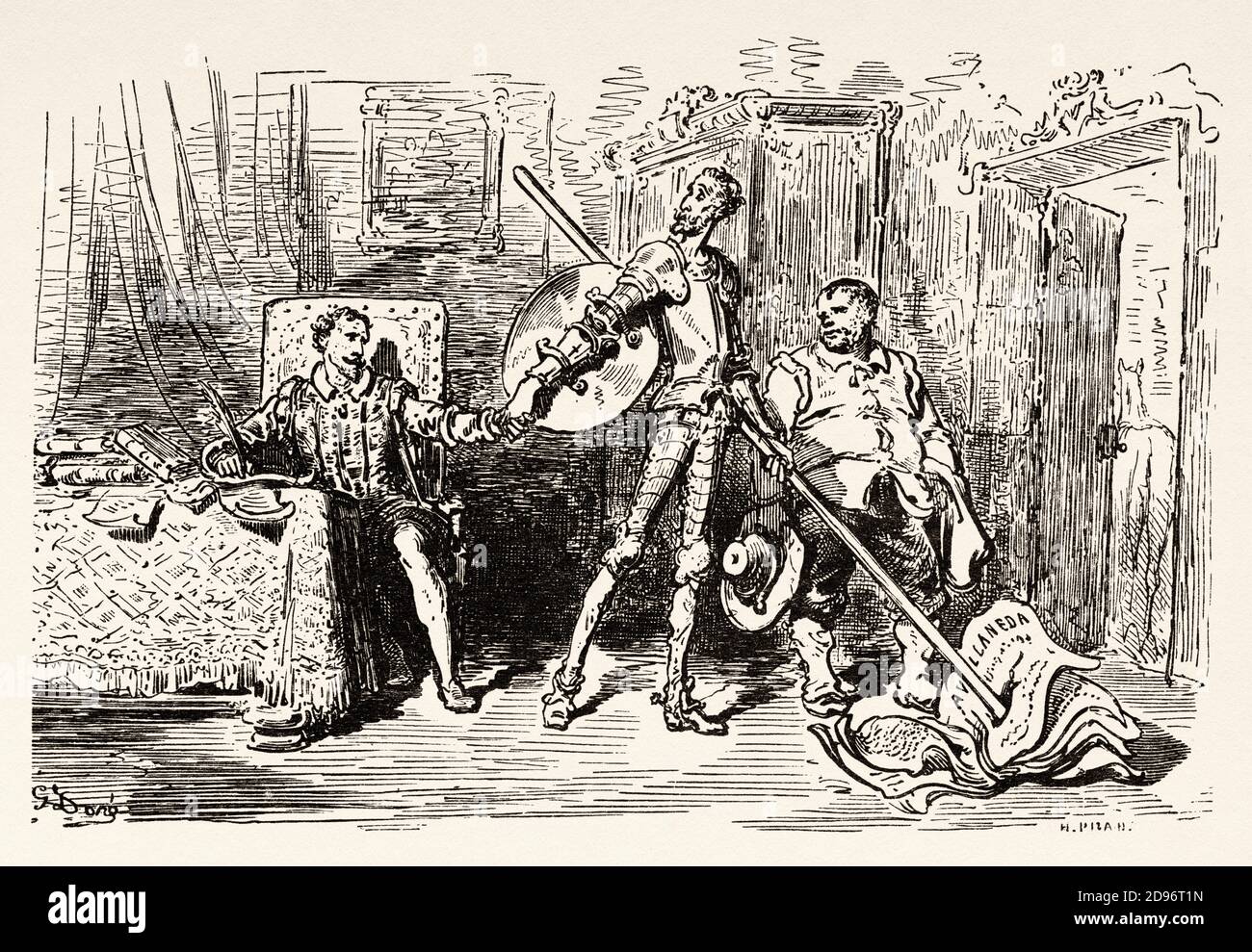 Don Chisciotte di Miguel de Cervantes Saavedra. Antica illustrazione dell'incisione del XIX secolo di Gustave Dore Foto Stock