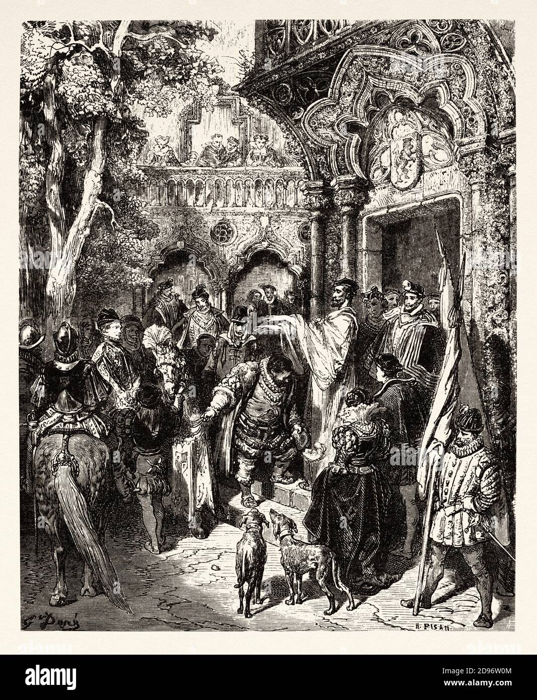 Don Chisciotte di Miguel de Cervantes Saavedra. Antica illustrazione dell'incisione del XIX secolo di Gustave Dore Foto Stock