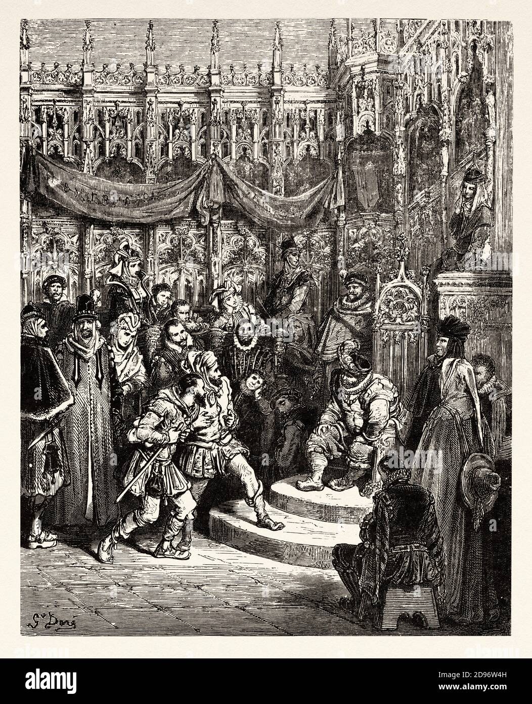 Don Chisciotte di Miguel de Cervantes Saavedra. Antica illustrazione dell'incisione del XIX secolo di Gustave Dore Foto Stock