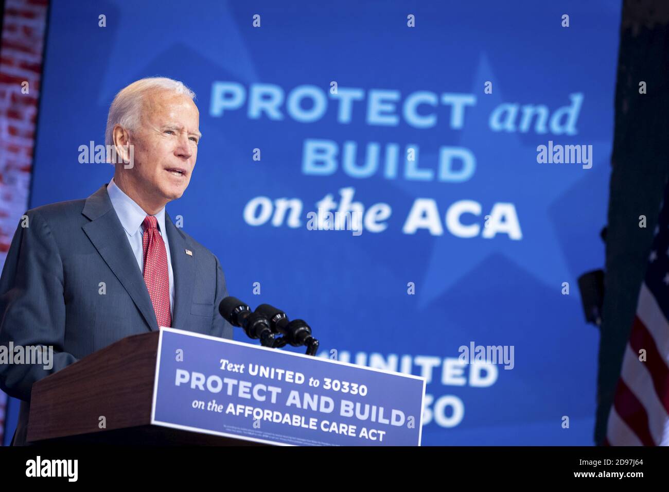 WILMINGTON, DELAWARE, USA - 28 ottobre 2020 - il candidato democratico alla presidenza degli Stati Uniti Joe Biden ha tenuto un discorso sull'Affordable Care Act di Wilmington, Foto Stock