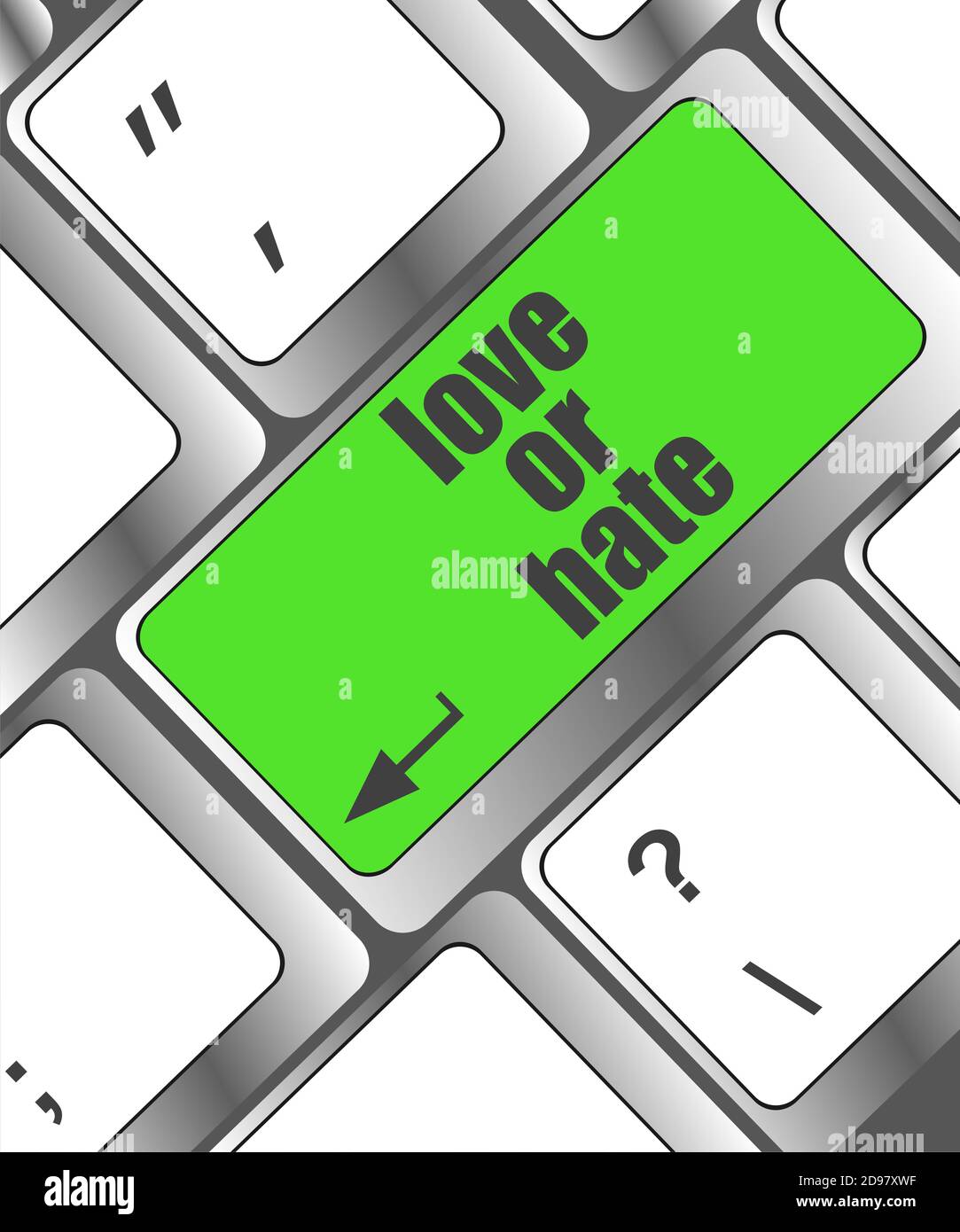 Amore o odio relazioni impressioni di comunicazione delle valutazioni recensioni tastiera del computer chiave, Foto Stock