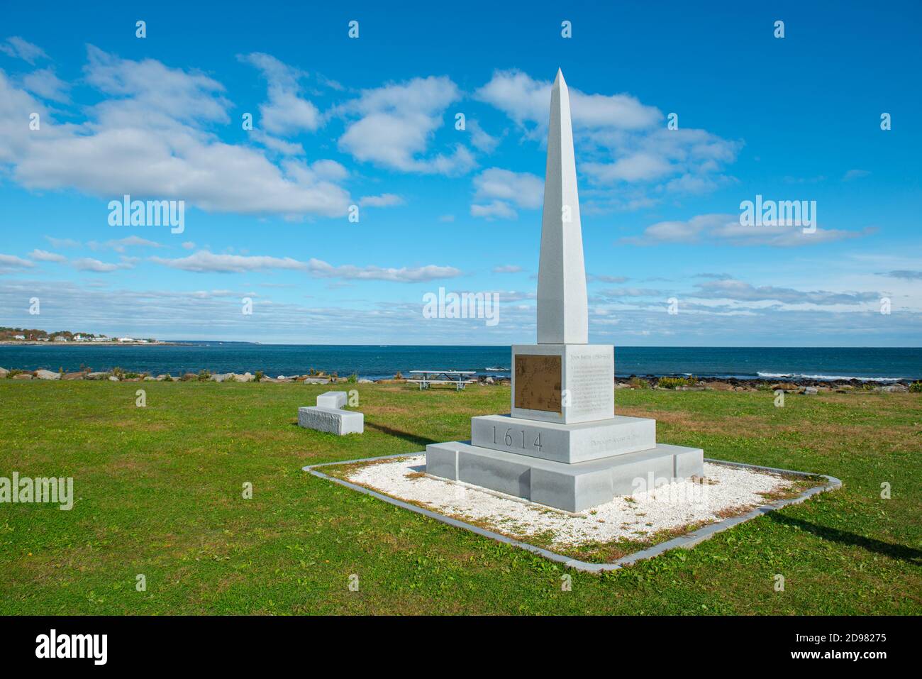 Il monumento del 1614 al Rye Harbor state Park di Rye, New Hampshire, Stati Uniti. Foto Stock
