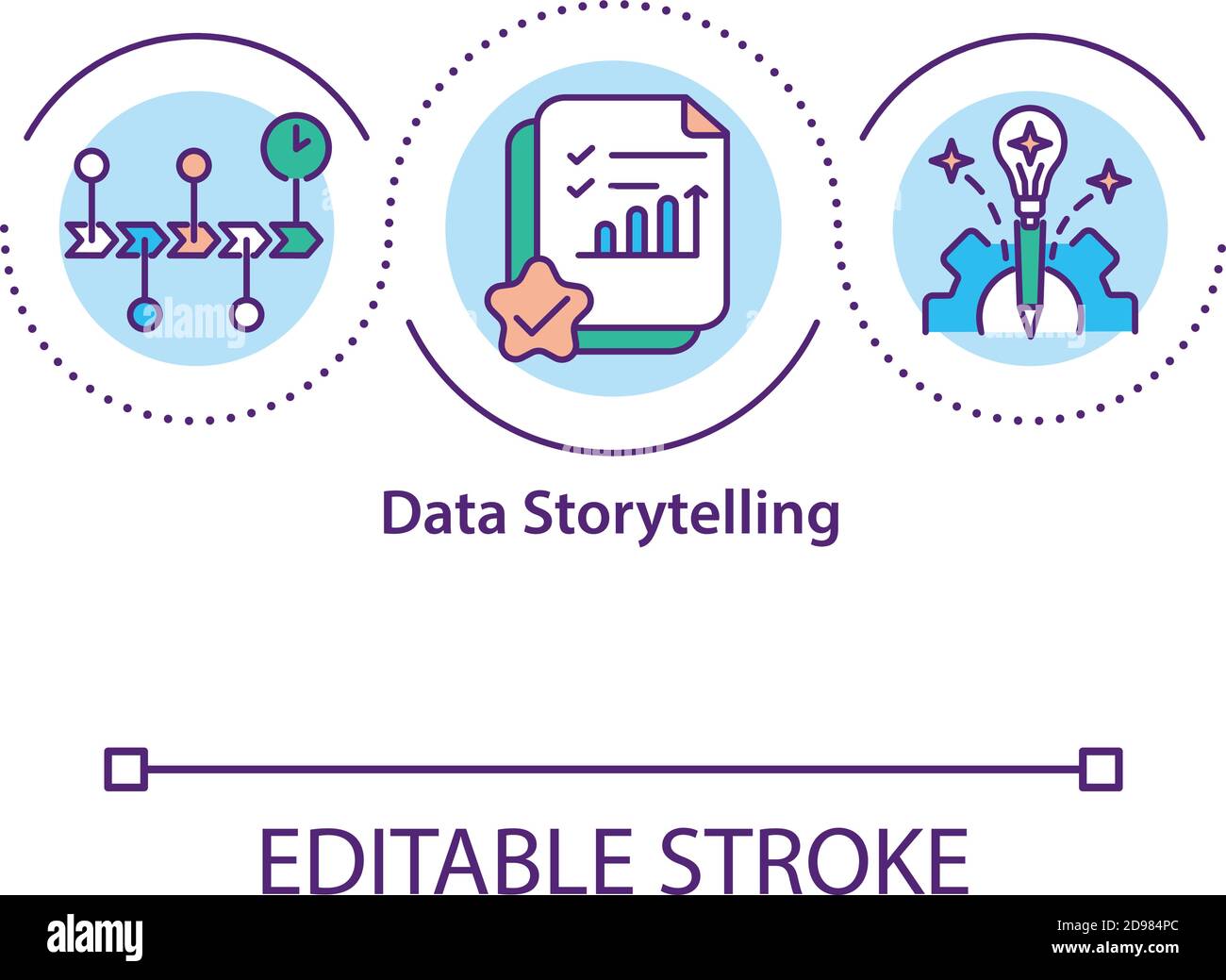 Icona del concetto di storytelling dei dati Illustrazione Vettoriale