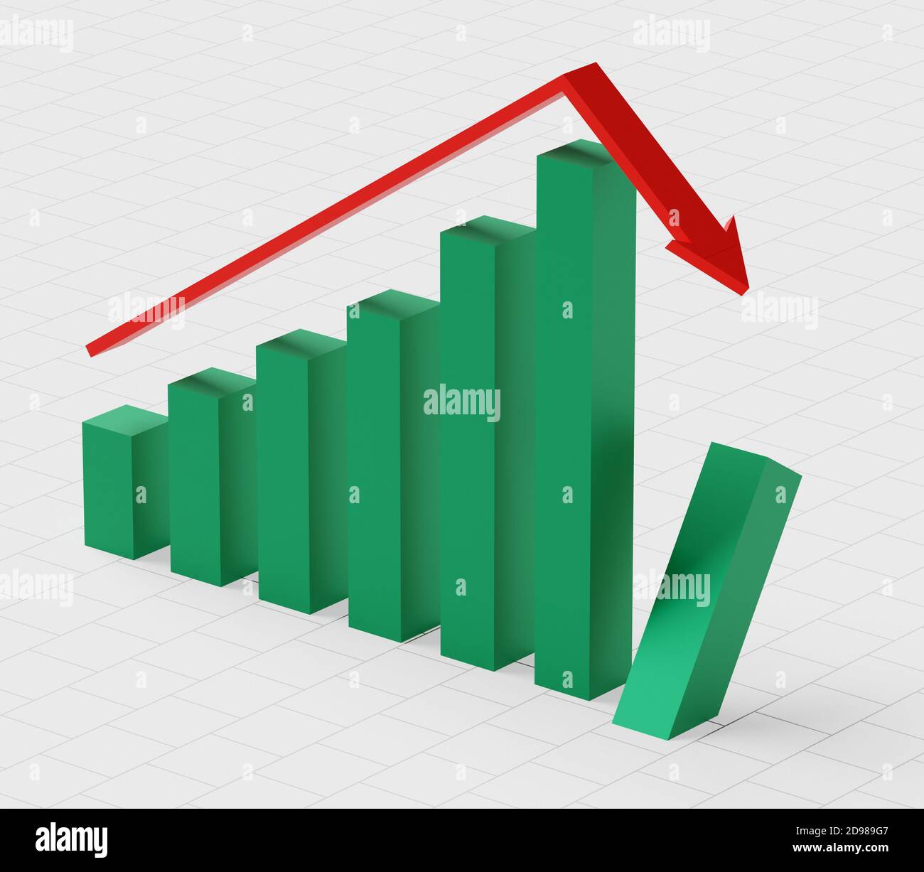 Business e il concetto di fallimento. Grafico in bancarotta con recessione. rendering 3d Foto Stock