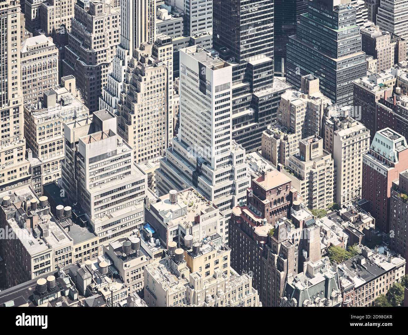 Vista aerea di New York City, tonalità colore applicata, USA. Foto Stock