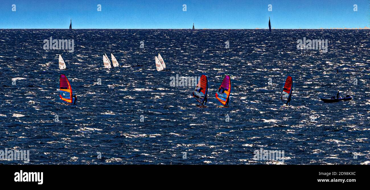 Barca a vela Regatta al largo di Marsiglia Francia Foto Stock