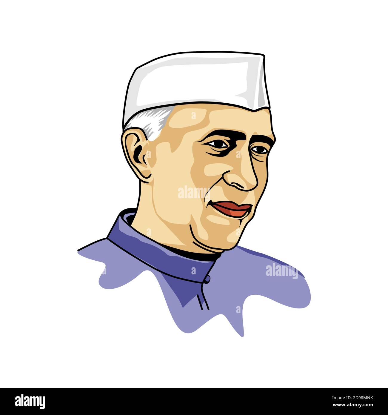 L'awaharlal Nehru era un attivista indiano dell'indipendenza e, successivamente, il primo primo primo ministro dell'India, nonché una figura centrale dei politi indiani Illustrazione Vettoriale