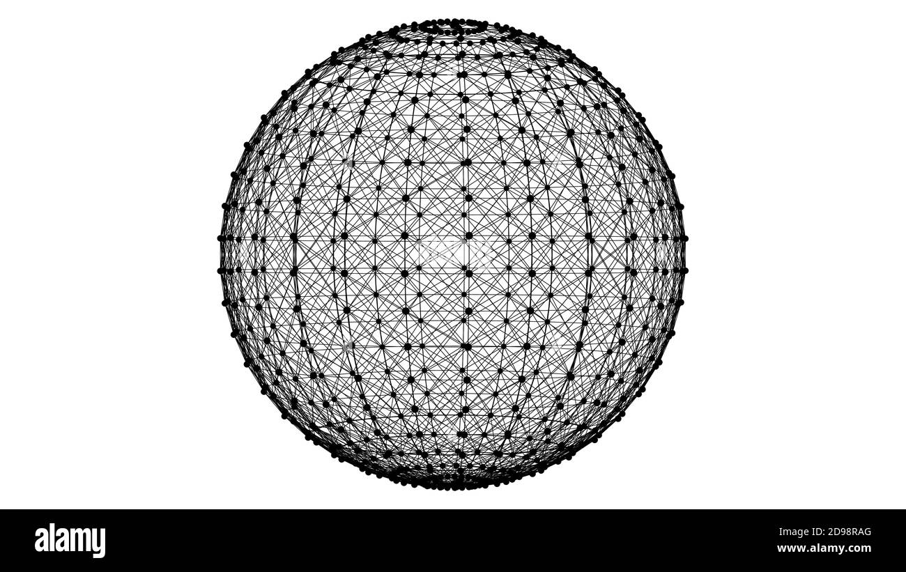 sfera a reticolo 3d con punti e linee. rendering 3d Illustrazione Vettoriale