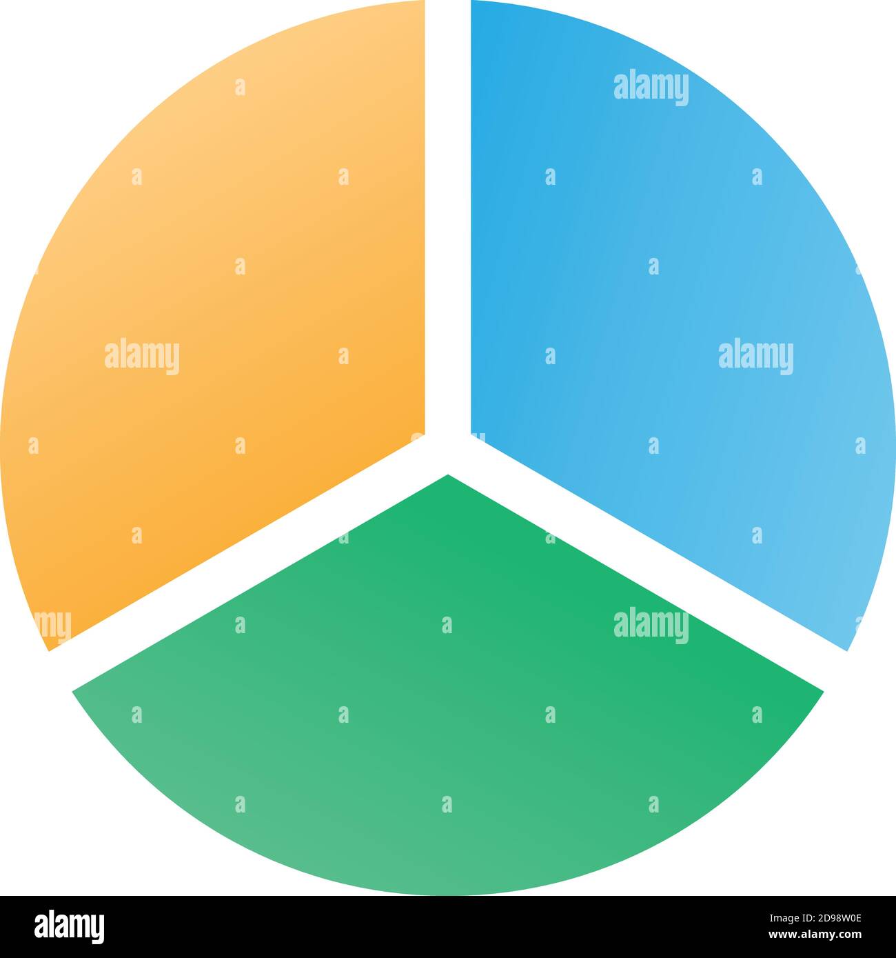 Grafico a torta a colori nitido da 3 pezzi immagine vettoriale isolata per una facile modifica. Illustrazione Vettoriale