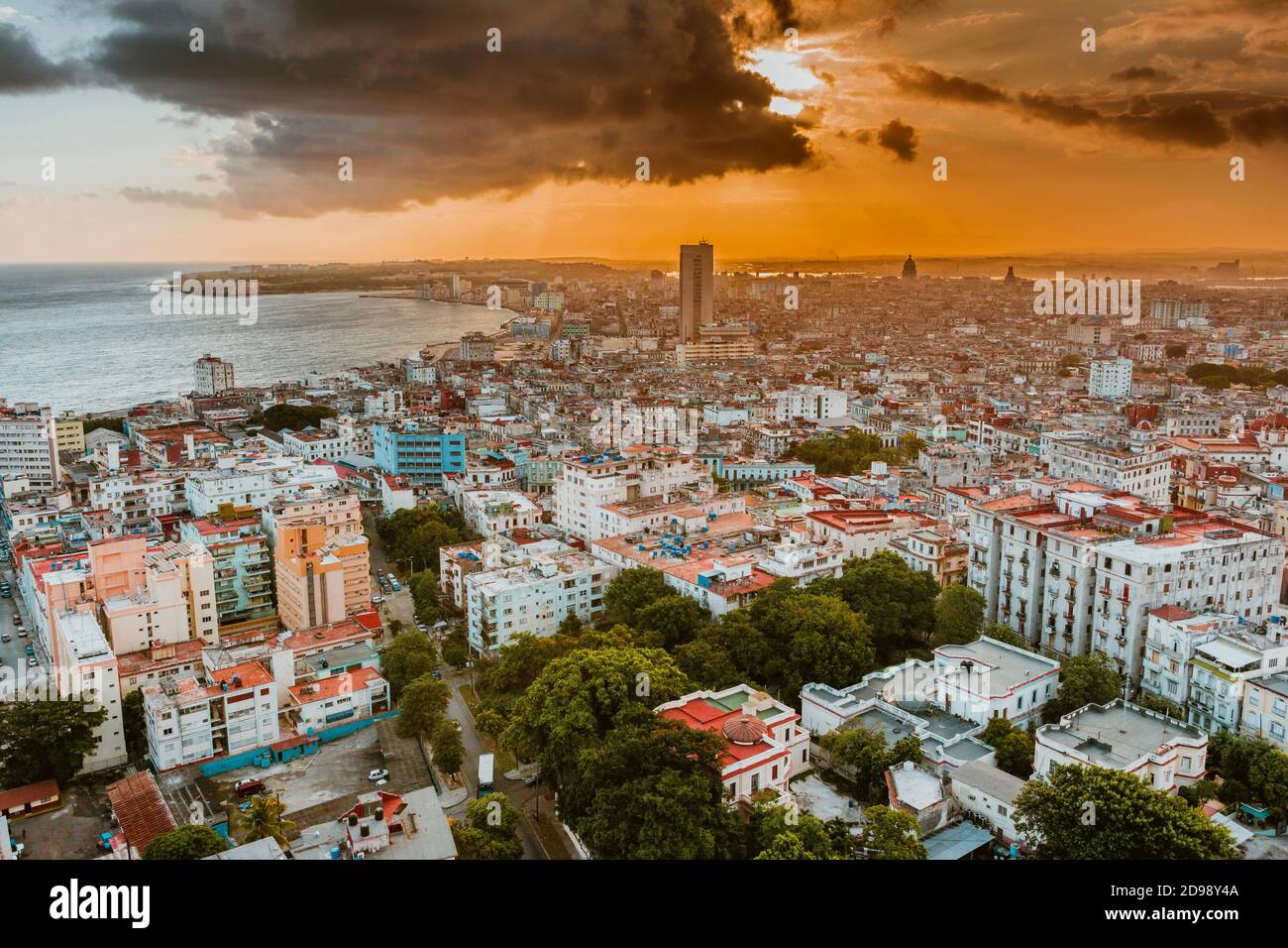 Vista rialzata della Vecchia Avana all'alba. La Habana - la Havana, Cuba, America Latina e Caraibi Foto Stock