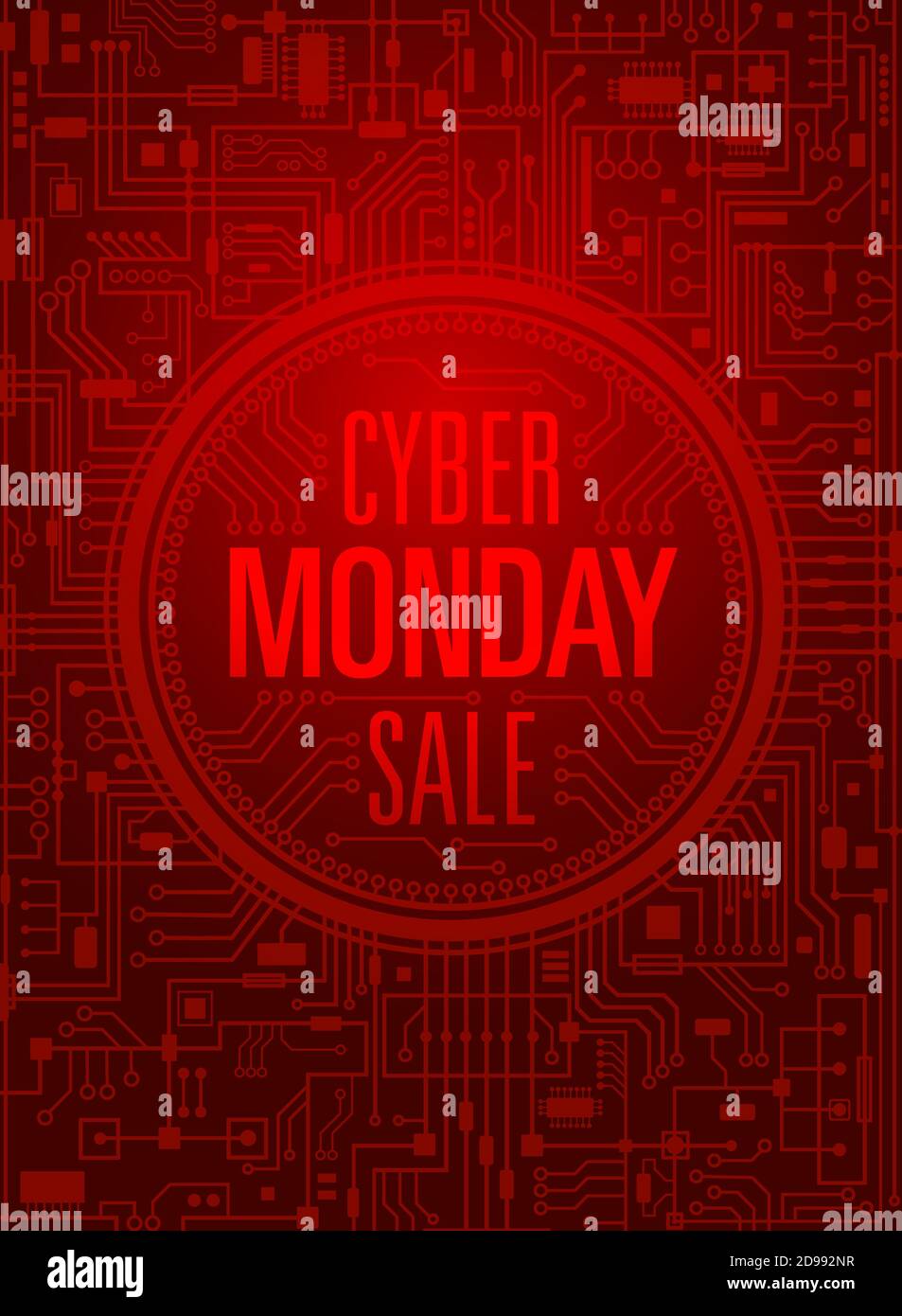Banner rosso verticale per la vendita del Cyber monday. Illustrazione vettoriale Illustrazione Vettoriale