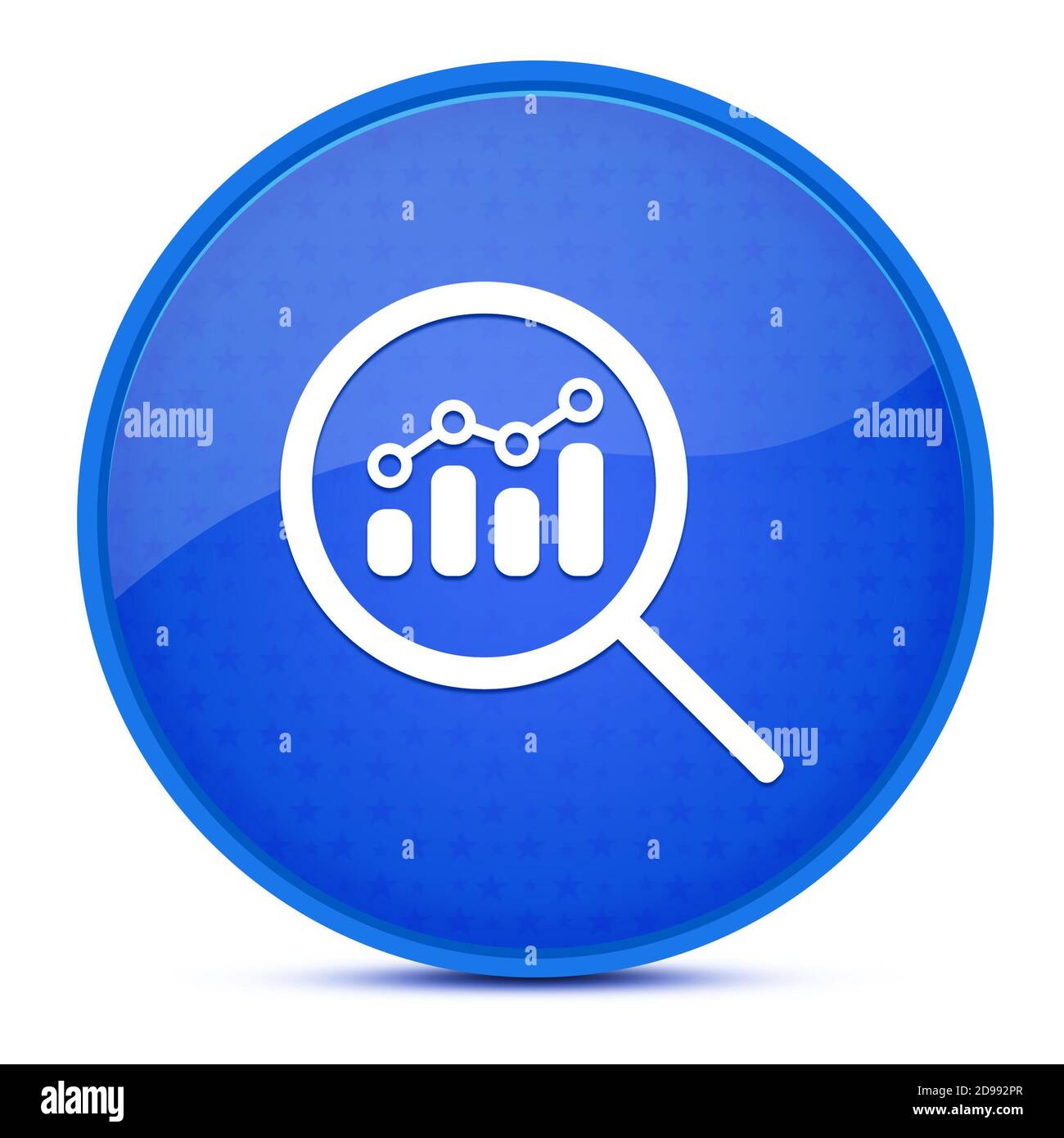 Visualizza analisi finanziarie o ricerche metriche estetiche rotonde blu lucide illustrazione astratta del pulsante Foto Stock