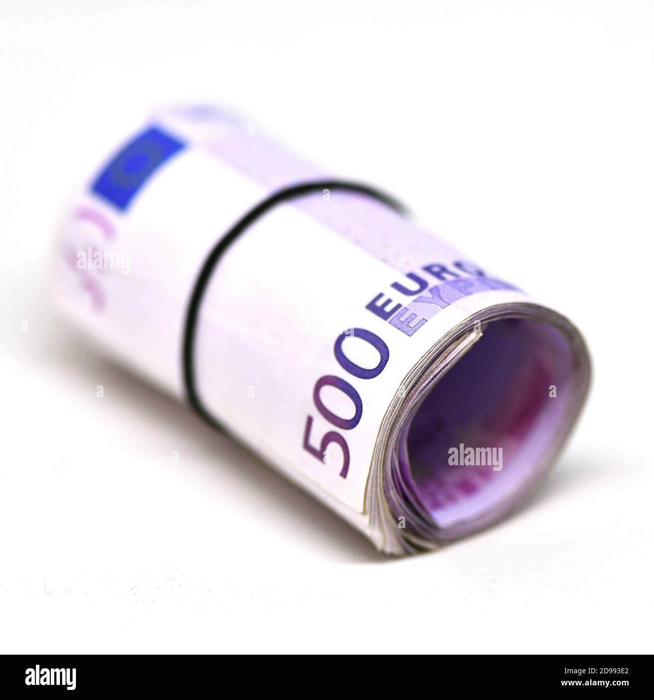 Rotolo di banconote da 500 euro in gomma Foto Stock