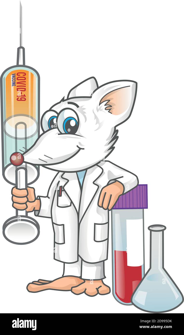 Rat Lab cartone animato lotta contro la nuova covid 19 coronavirus polmonite Illustrazione Vettoriale