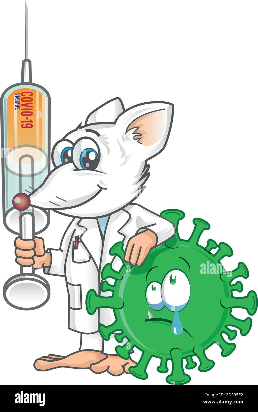 Rat Lab Mascot lotta contro la covid 19 coronavirus Illustrazione Vettoriale