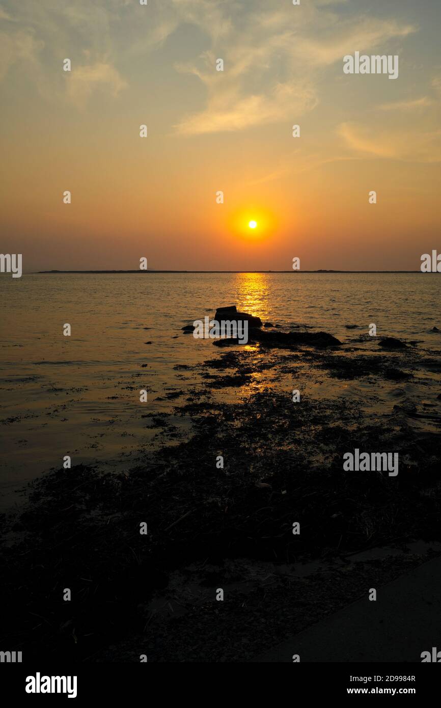 Tramonto a Burnham su Sea Somerset Inghilterra Regno Unito Foto Stock