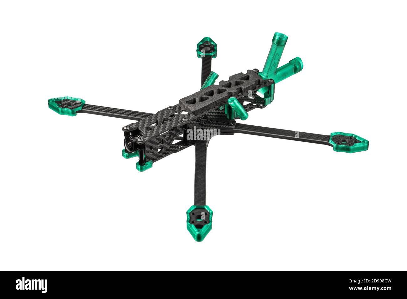 Telaio in carbonio per isolamento del drone da corsa FPV su sfondo bianco.  Assemblaggio del quadricottero Foto stock - Alamy