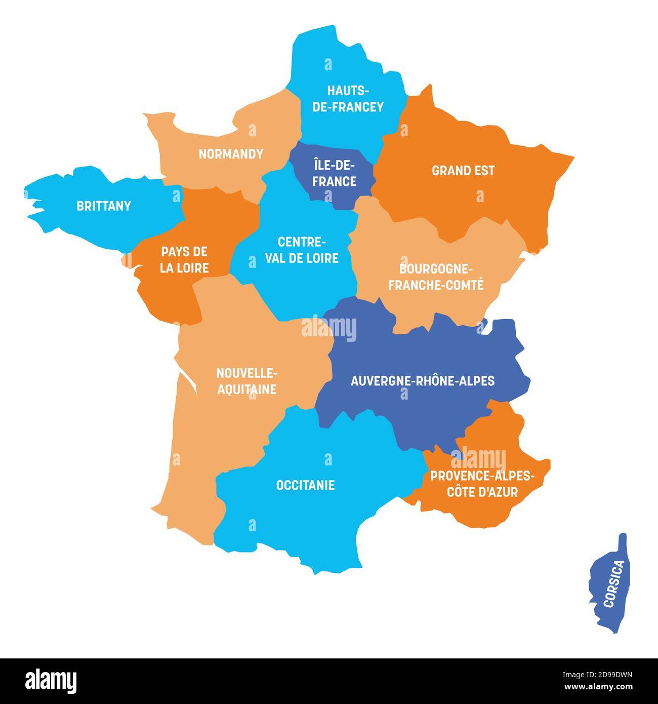 Mappa Politica Colorata Della Francia Divisioni Amministrative 