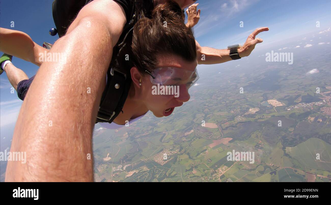 Foto selfie tandem Sky diving Foto Stock