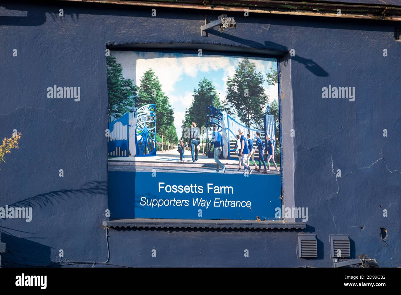 Proprietà acquistata dal Southend United Football Club vicino al Roots Hall Stadium Ground per il riqualificazione delle abitazioni e il trasferimento alla Fossetts Farm. Illustrazione Foto Stock