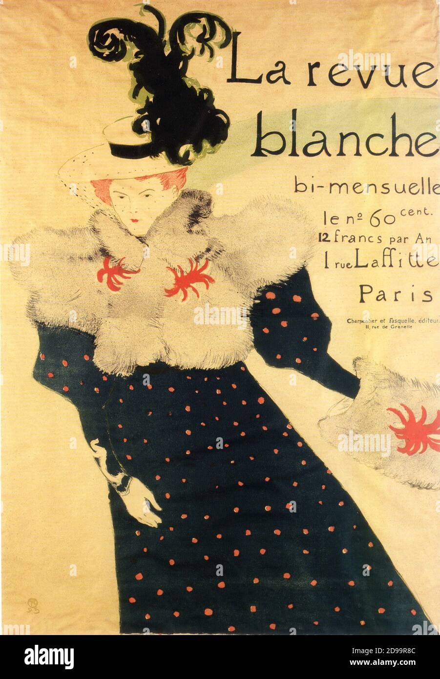 Il celebre pittore francese Henry de TOULOUSE - LAUTREC ( 1864 - 1901 ) :  manifesto pubblicitario ' la Revue Blanche ' ( 1895 ) - PITTORE - ARTE -  ARTE -