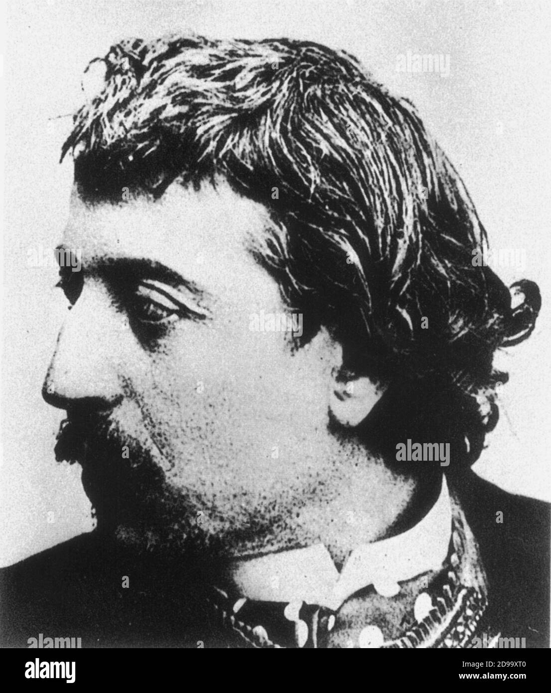 Il pittore impressionista francese PAUL GAUGUIN ( Parigi 1848 - Hiva Oa , Isole Marquis 1903 ) - IMPRESSIONISMO - impressionista - IMPRESSIONISMO - ARTE - pittore - maledetto - MAUDIT - SIMBOLISMO - SIMBOLISTA - SIMBOLISMO - profilo - colletto - capelli - capelli lunghi - capelli lunghi - capelli lunghi - baffi - ritratto - ritratto - ritratto ---- Archivio GBB Foto Stock