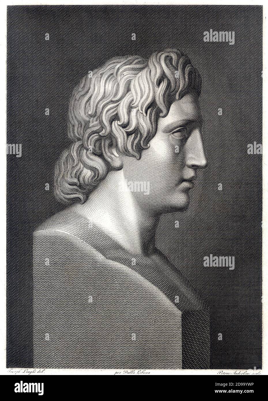 ALESSANDRO il GRANDE (356 - 323 a.C.) Re di Macedone Alessandro III . Incisione di Giuseppe Longhi italiano ( 1766 - 1831 ) da una scultura di Pietro Anderloni ( 1785 - 1849 ). - ALESSANDRO MAGNO - il GRANDE Re di Macedonia - Alexander Magnus - NEOCLASSICISMO - NEOCLASSICISMO - NEOCLASSICO - NEOCLASSICO - ERMA - busto - scultura - Grecia Antica - GAY - omosessualità - omosessuale - omosessualità --- Archivio GBB Foto Stock