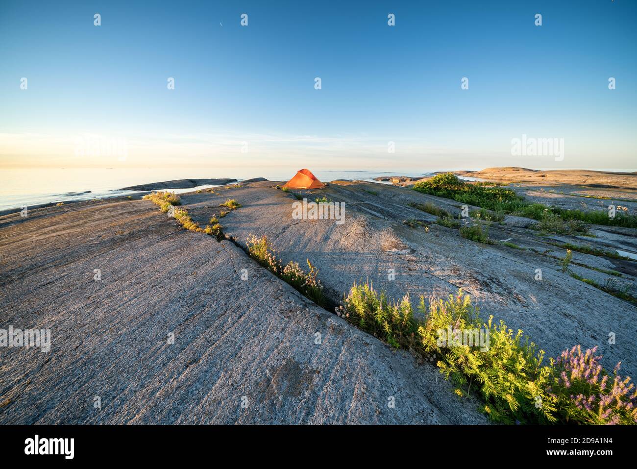 Campeggio sull'isola di Smörskär, Inkoo, Finlandia Foto Stock