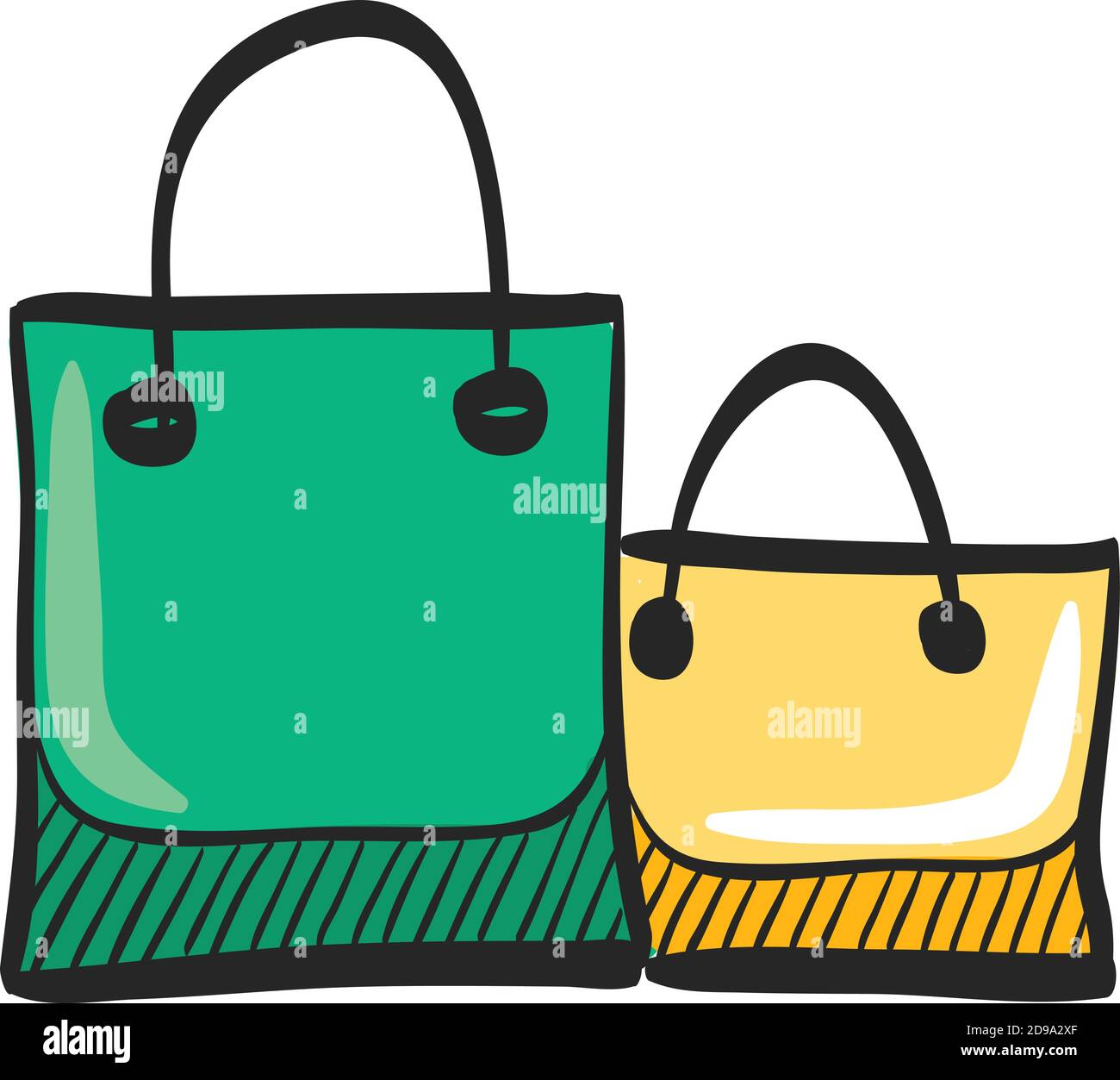Icona delle borse per la spesa nel disegno a colori. Acquisto, e-commerce  Immagine e Vettoriale - Alamy