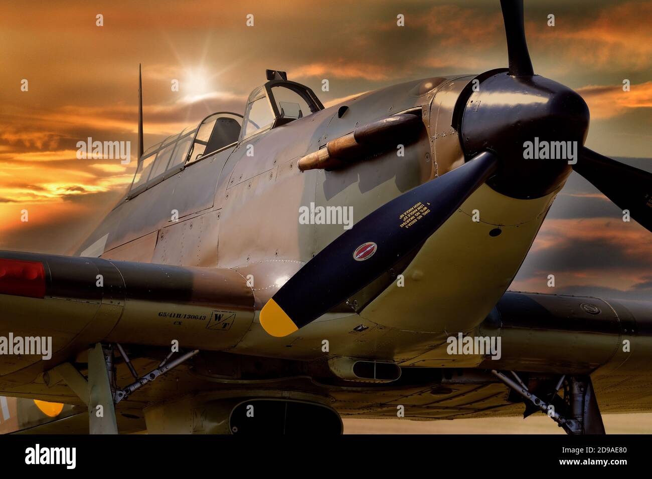 Hawker Hurricane secondo combattente di guerra mondiale con cielo aggiunto. Foto Stock