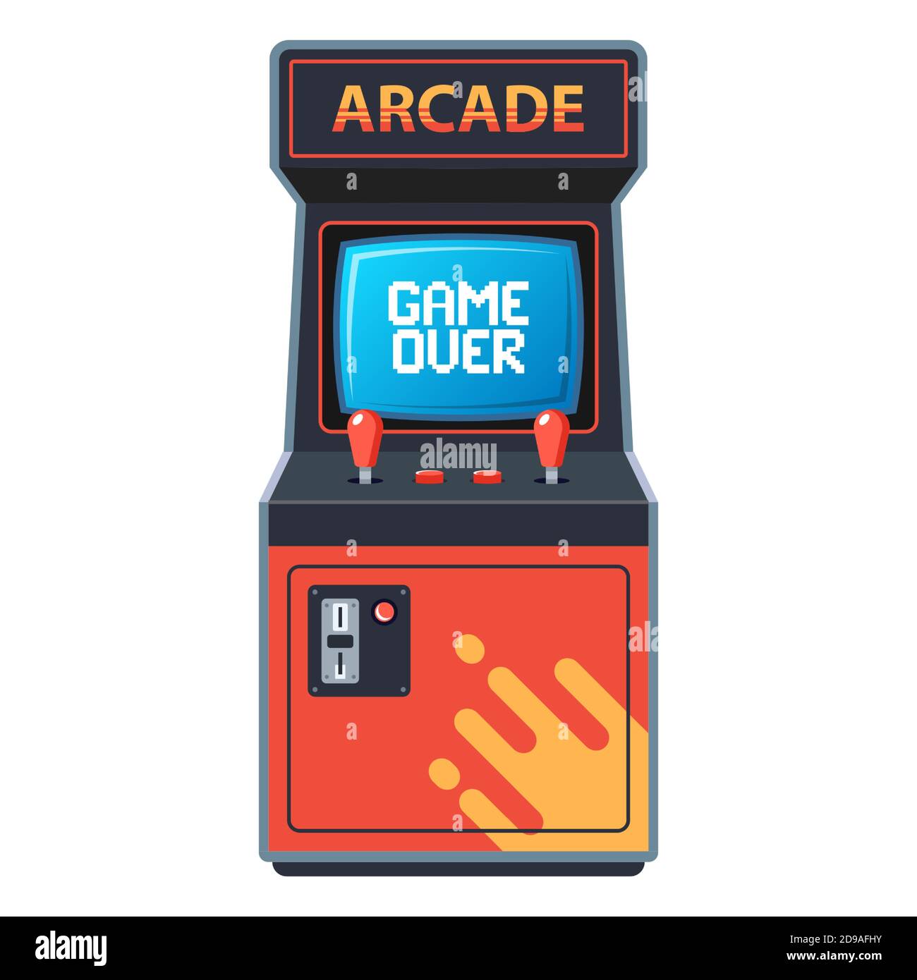 arcade macchina su sfondo bianco. gioco da 80. flat vettore illustrazione Illustrazione Vettoriale