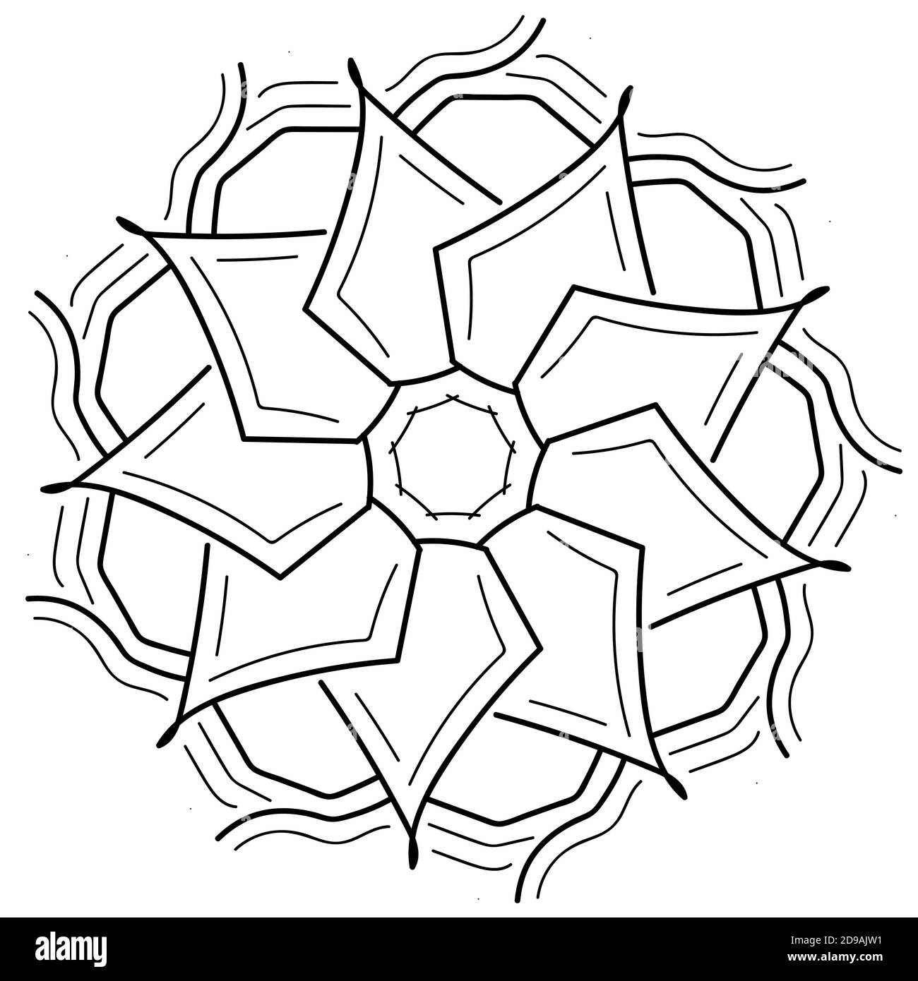 bel delicato vettore fiore mandala tatuaggio Illustrazione Vettoriale