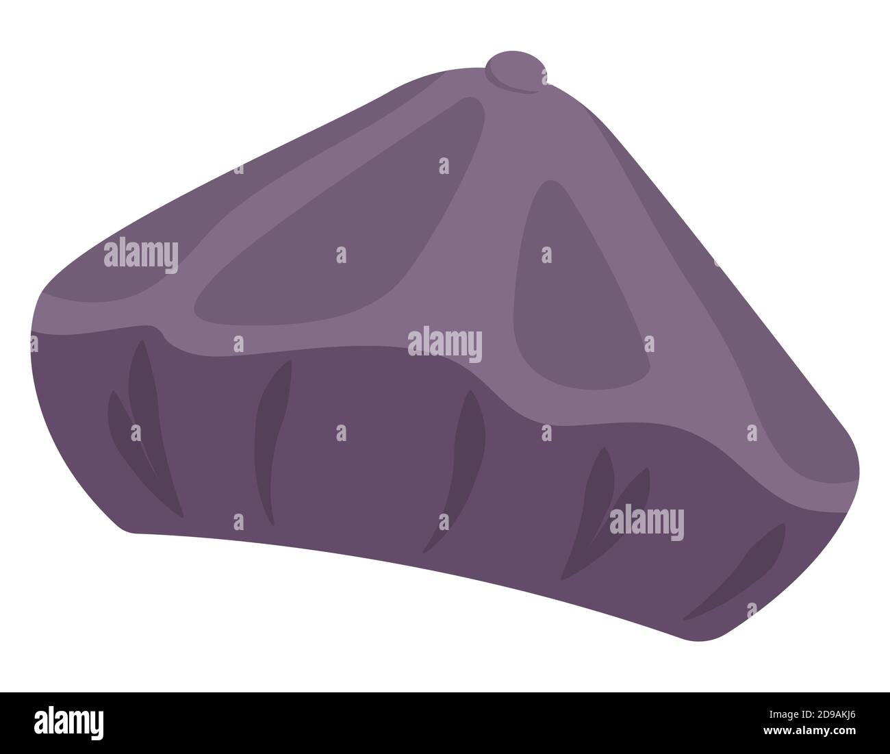 Berretto viola da donna. Abiti invernali in stile cartoon. Illustrazione Vettoriale