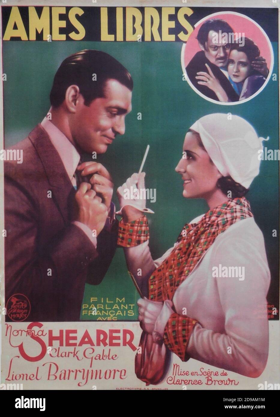 CLARK GABLE NORMA SHEARER e LIONEL BARRYMORE in A FREE SOUL 1931 regista CLARENCE MARRONE libro Adela Rogers St. Johns vesti Gilbert Adrian Metro Goldwyn Mayer Foto Stock