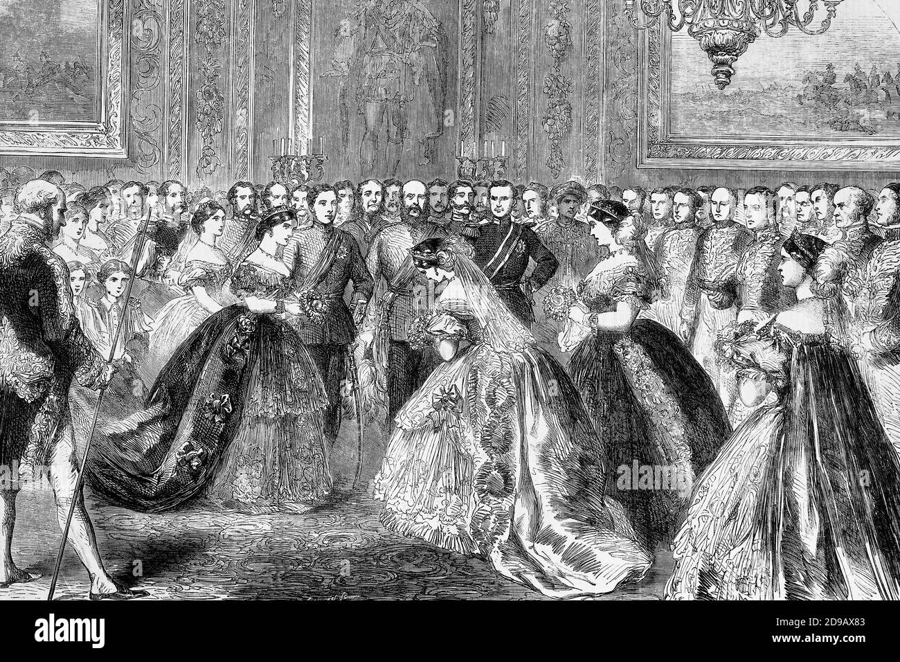 La principessa di Prussia (Principessa reale di Gran Bretagna) che tiene una sala da disegno per sua Maestà al Palazzo di San Giacomo. 1863. Regina consorte di Pr Foto Stock