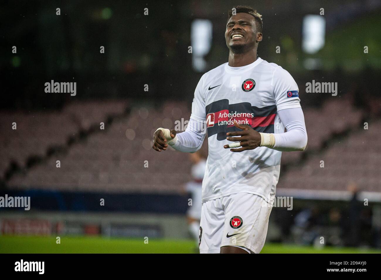 Herning, Danimarca. 03 Nov 2020. Sory Kaba (9) del FC Midtjylland visto durante la partita della UEFA Champions League tra il FC Midtjylland e Ajax Amsterdam nel gruppo D alla MCH Arena di Herning. (Photo Credit: Gonzales Photo/Alamy Live News Foto Stock