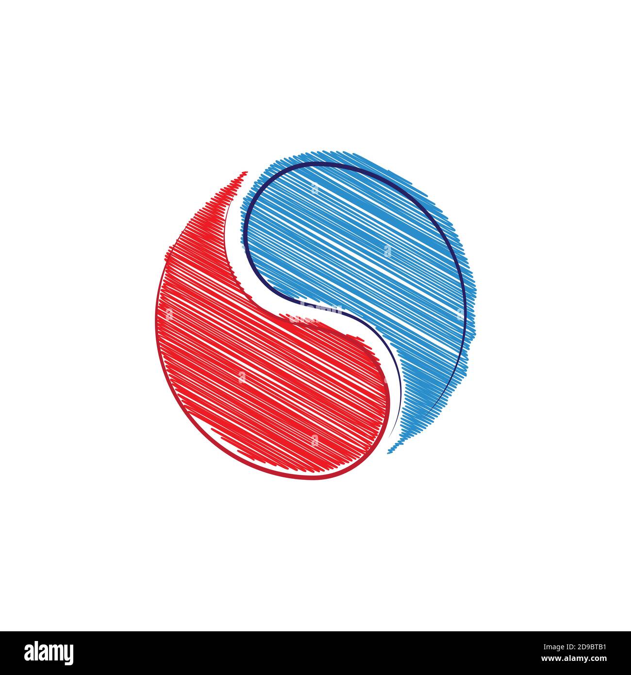 Yin yang icona Vector disegno illustrazione modello Illustrazione Vettoriale