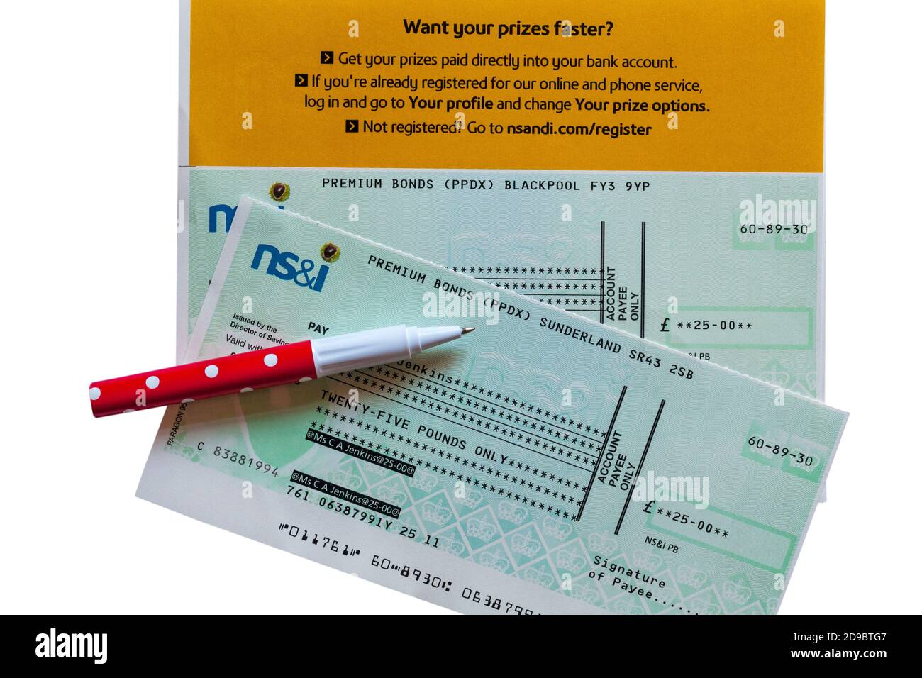 Controllare da MS&i per le vincite Premium Bond Foto Stock