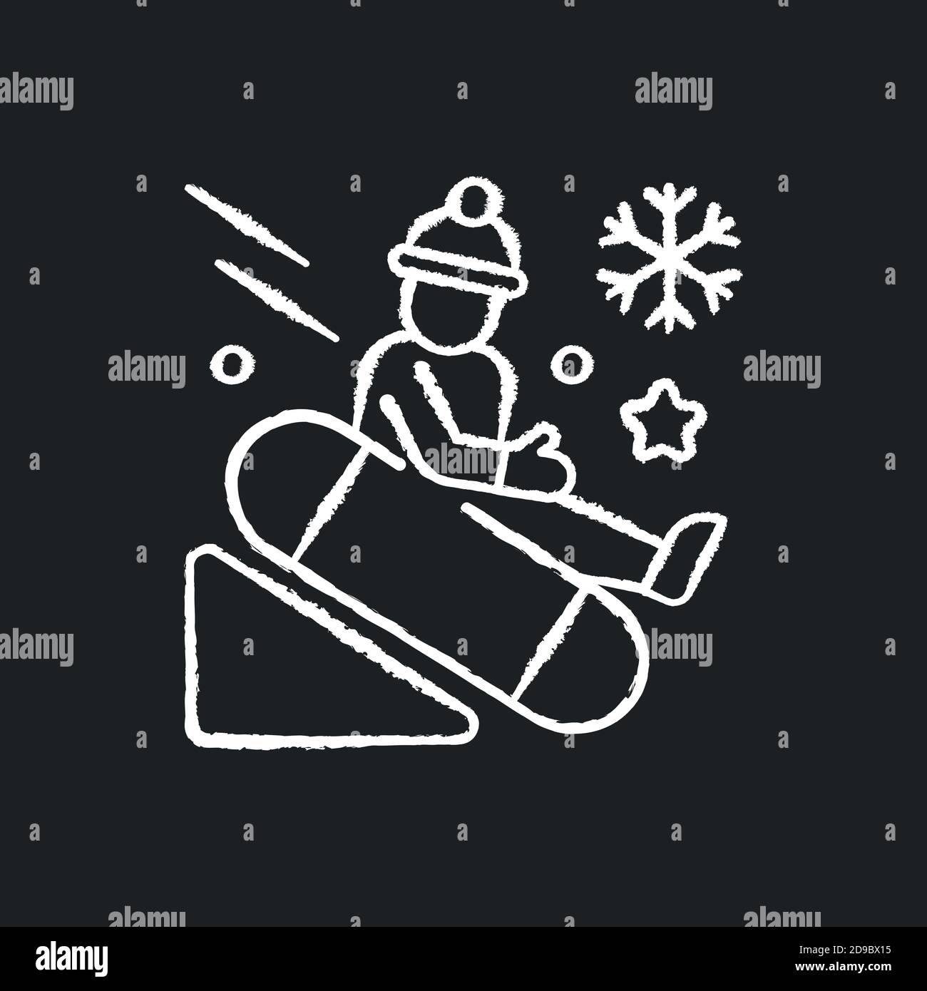 Icona di gesso bianco sulla neve su sfondo nero Illustrazione Vettoriale