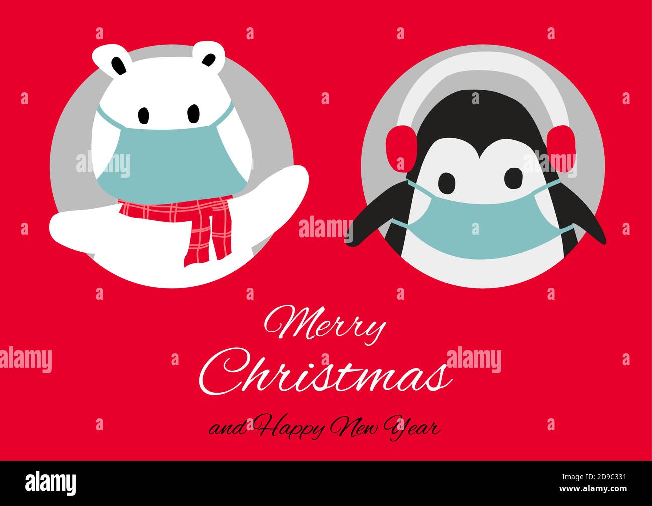 orso polare e pinguino sono in cerchio buco e indossare Maschere con  felicità con il disegno della scheda di invito di Natale, illustrazione  vettoriale Immagine e Vettoriale - Alamy