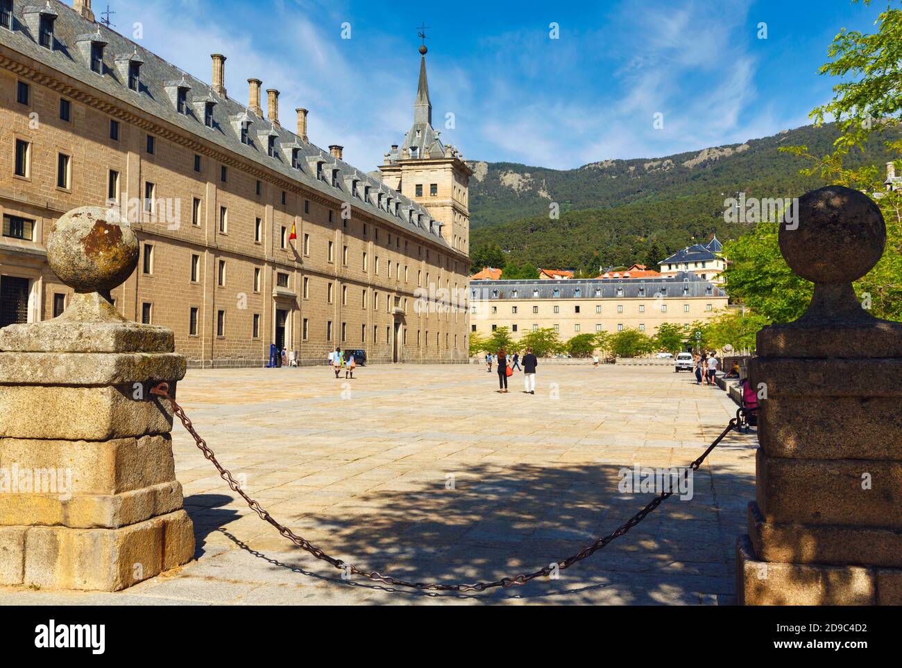 San Lorenzo de El Escorial, Comunidad de Madrid, Spagna. Il Monastero reale di El Escorial. Il monastero è un sito patrimonio dell'umanità dell'UNESCO. Foto Stock