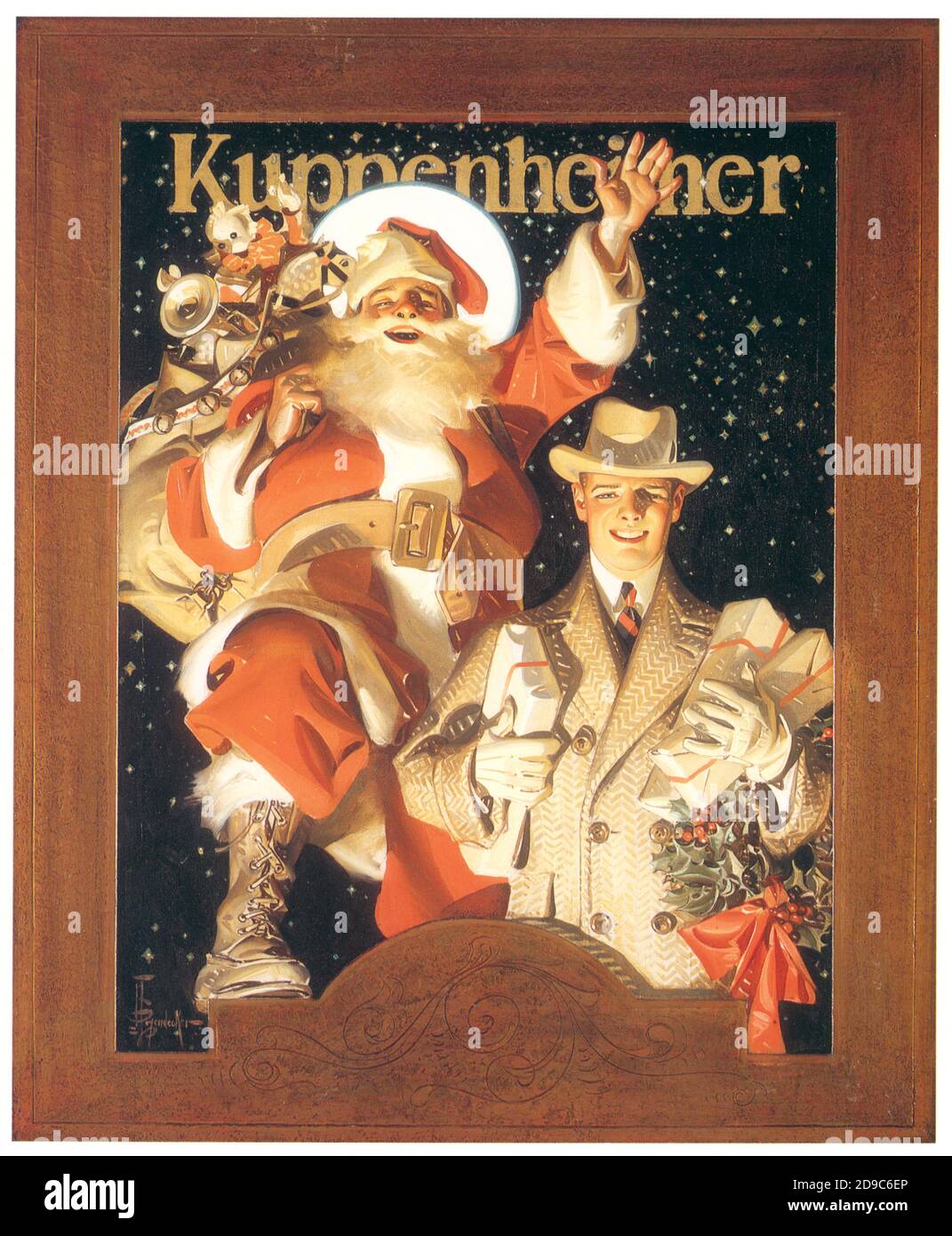J.C. Leyendecker. Kuppenheimer - Pubblicità. Illustrazione. Natale in un modo vintage. Babbo Natale. Foto Stock