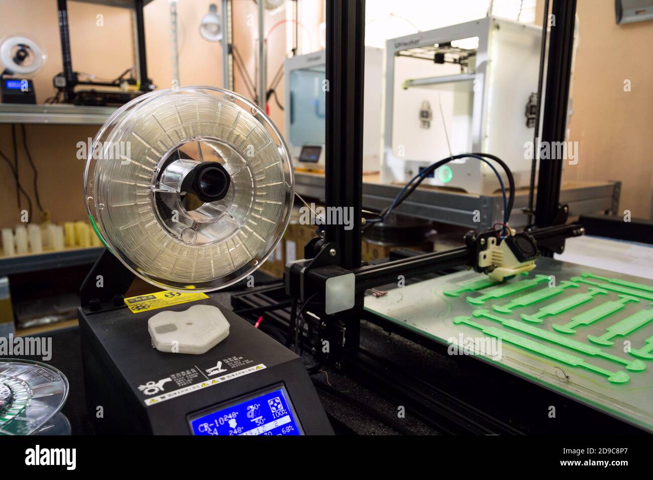 prototipo di stampa 3d da polimero a filamento biodegradabile ecocompatibile Foto Stock