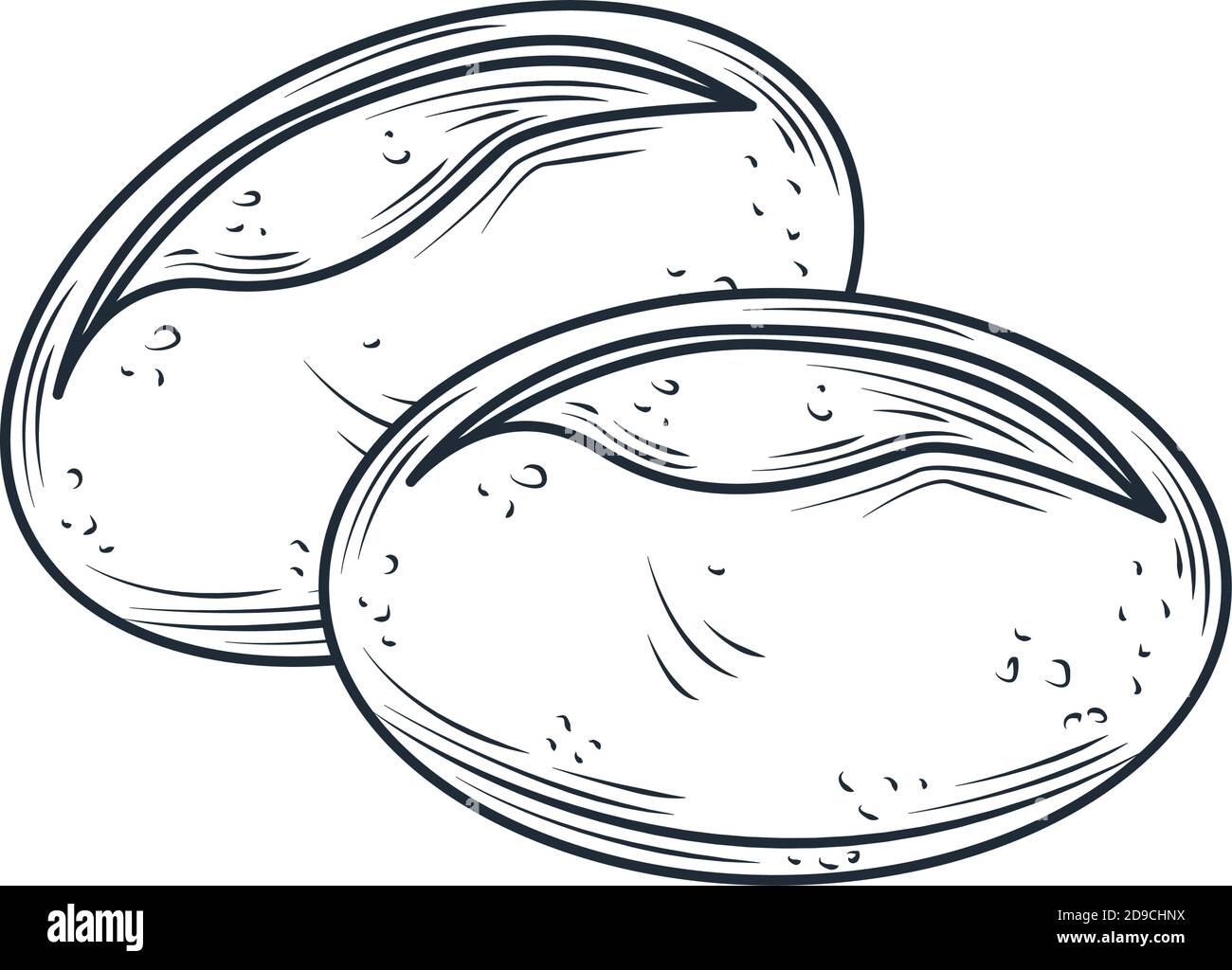 schizzo dell'icona dei panini al forno isolato su un'illustrazione vettoriale bianca Illustrazione Vettoriale