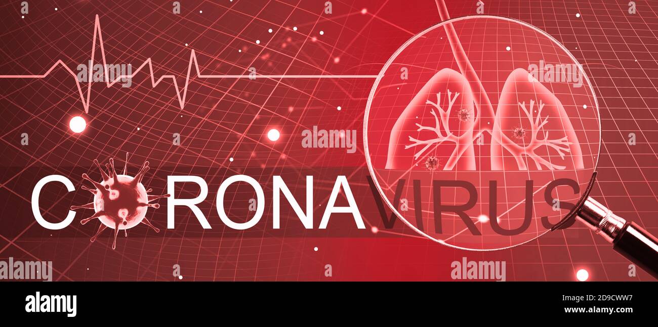 Concetto di prevenzione del coronavirus e dei virus. Epidemia di pandemia come sindrome respiratoria con sintomo di polmonite virale. Foto Stock