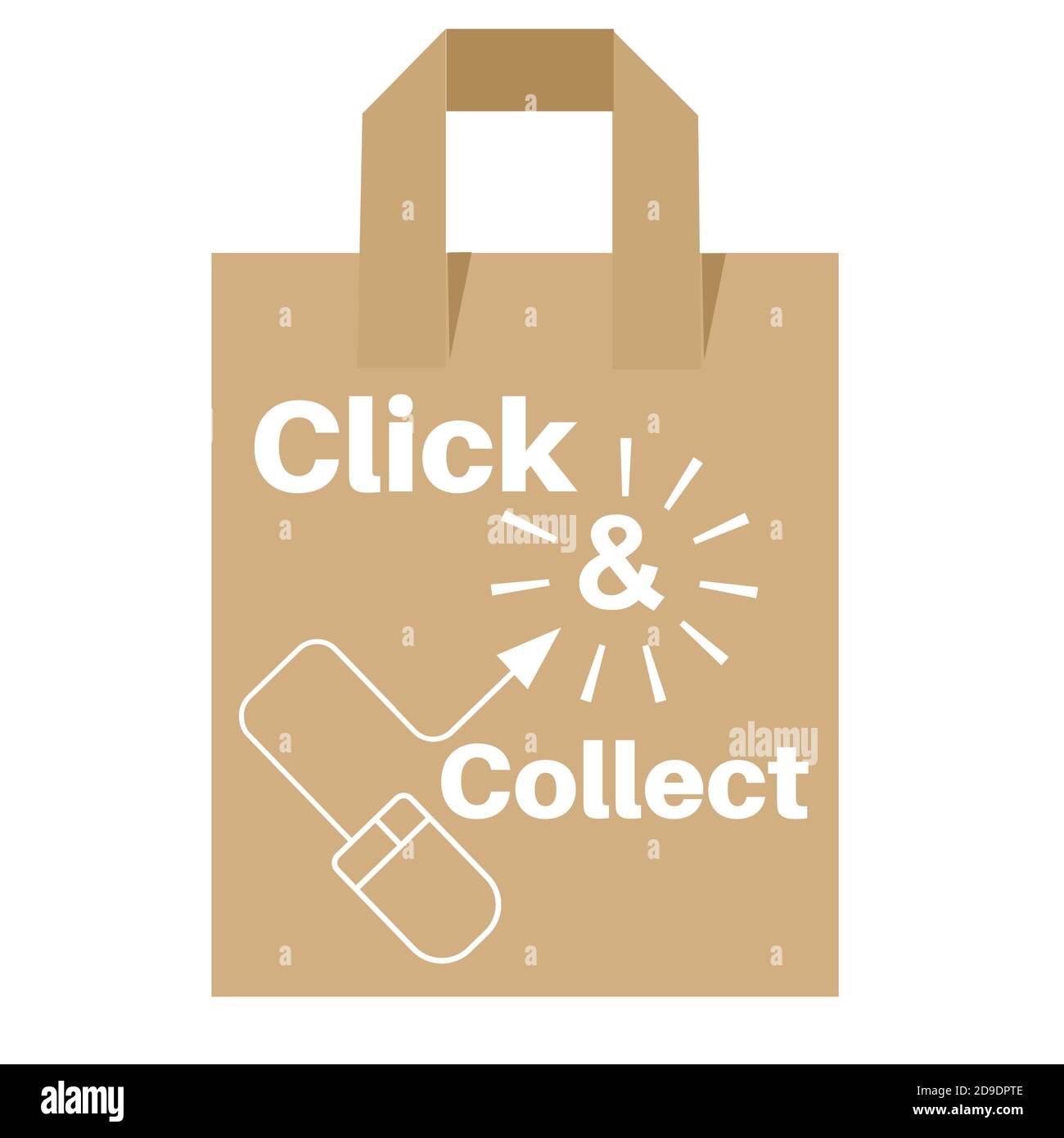 Fare clic e raccogliere il vettore di concetto di shopping su Internet su un bianco sfondo Illustrazione Vettoriale